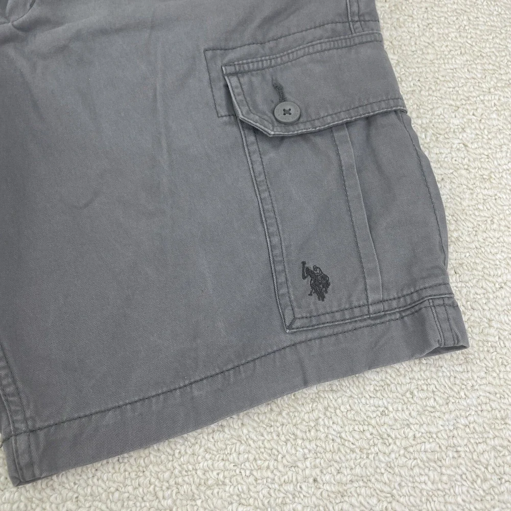 US Polo Assn. Cargo Shorts Men's Waist 36 X 10 Flap Pockets Gray Hiking Beach‎